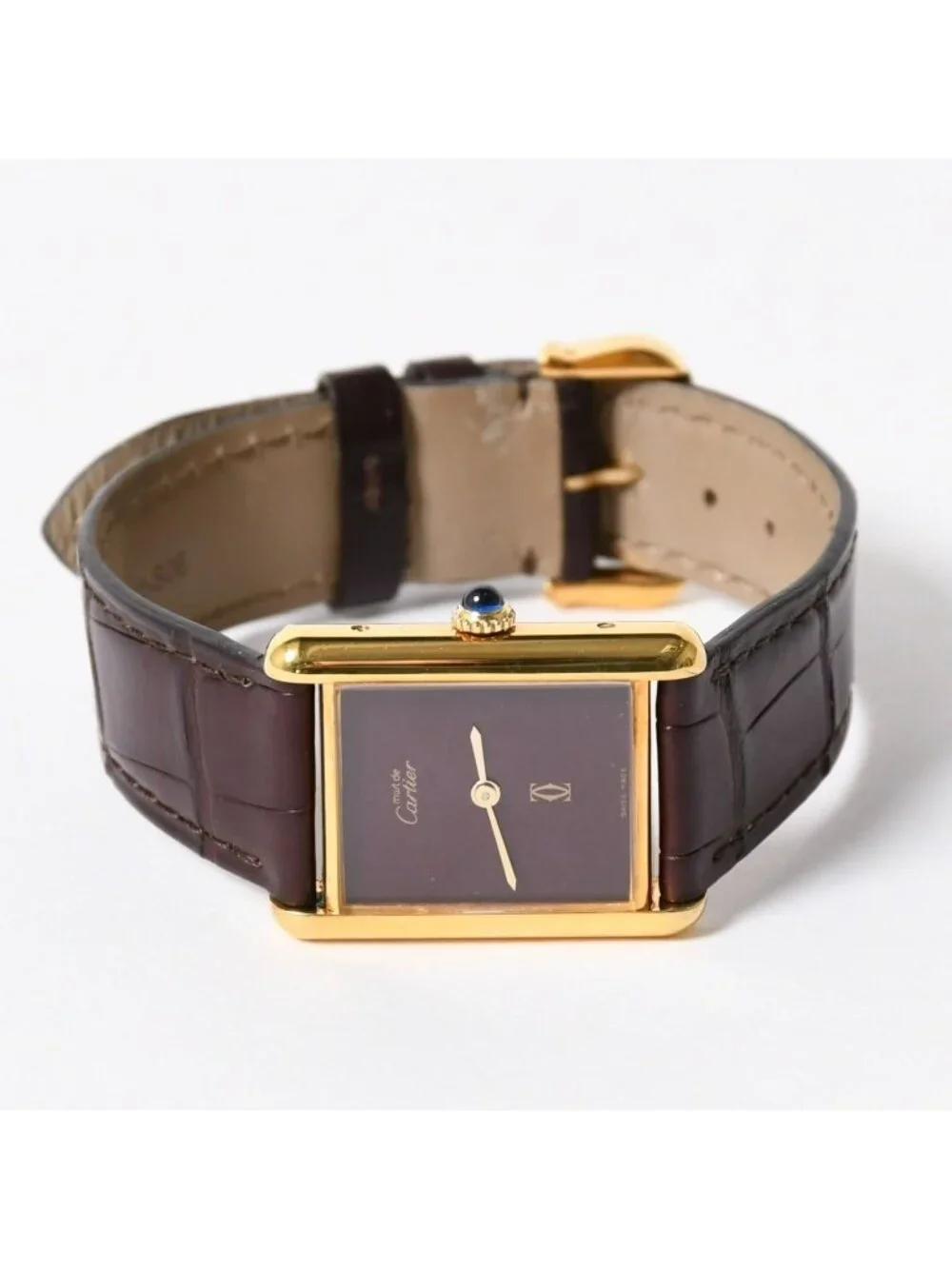 Cartier Tank LM Vermeil Must LM Watch Leather Bordeaux Dial Manual Wind